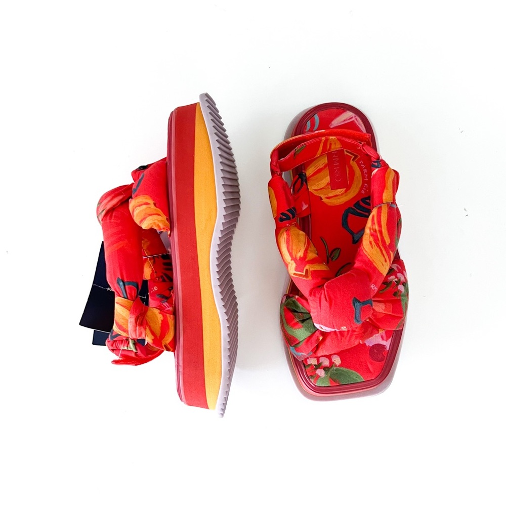 Farm Rio Fruit Print Puffy Platform Sandals